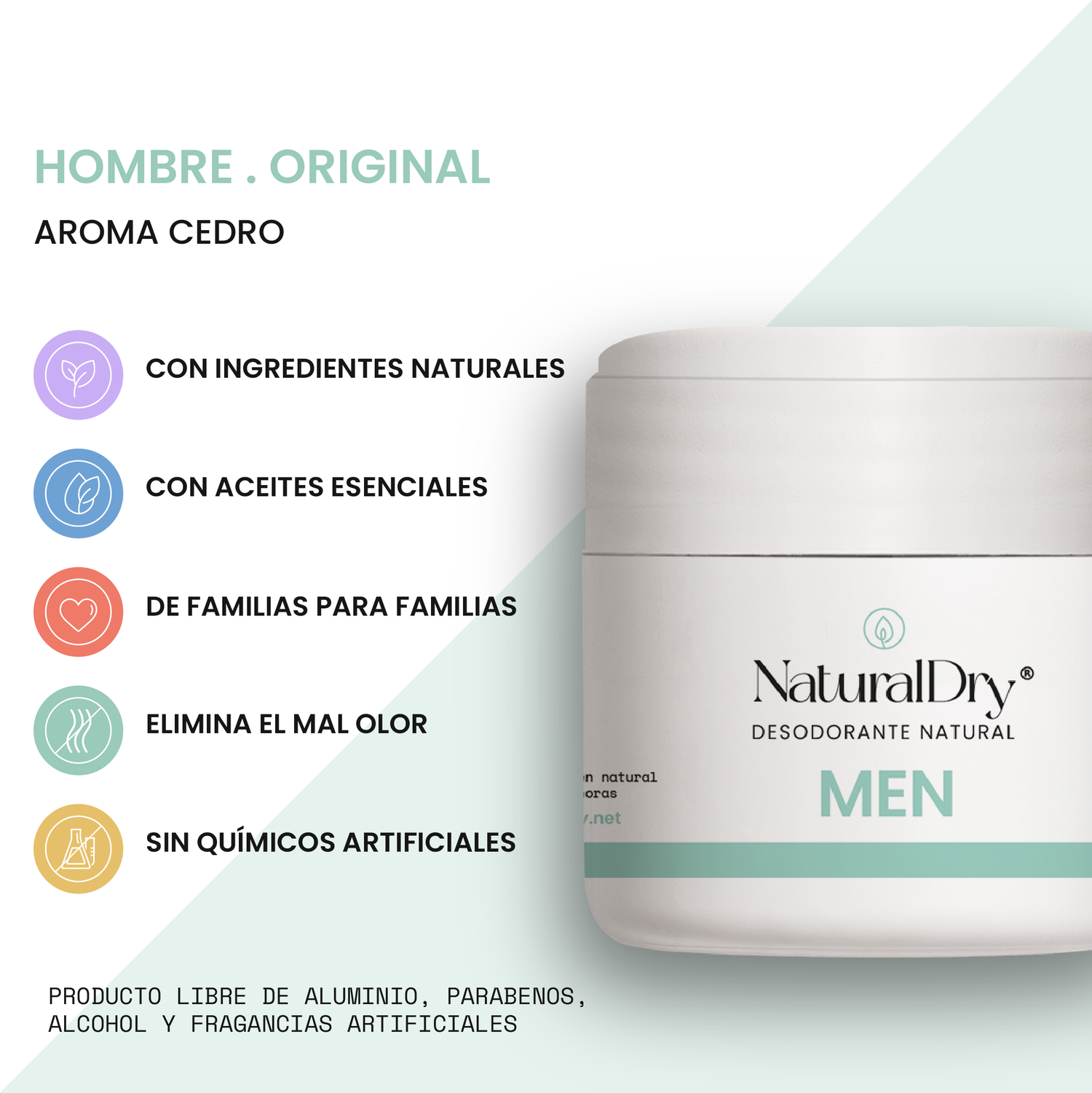 Desodorante natural en crema - caballero - cedro