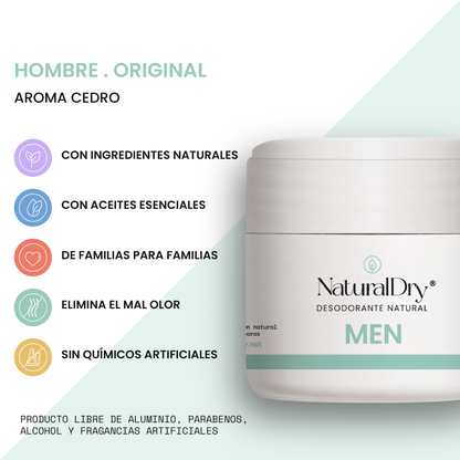 Desodorante natural en crema - caballero - cedro