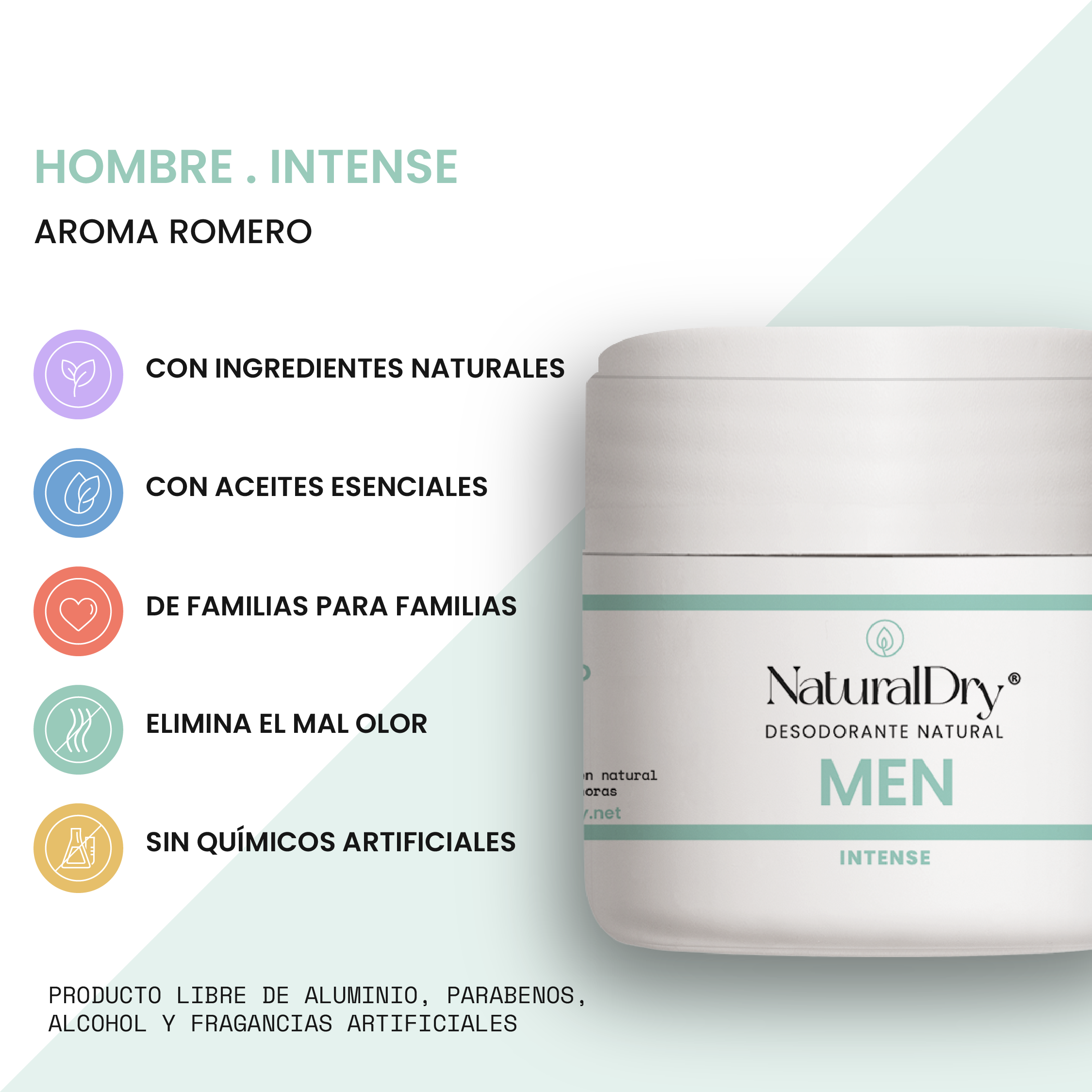 1 Desodorante natural MEN en crema - Aroma Romero con ALUMBRE