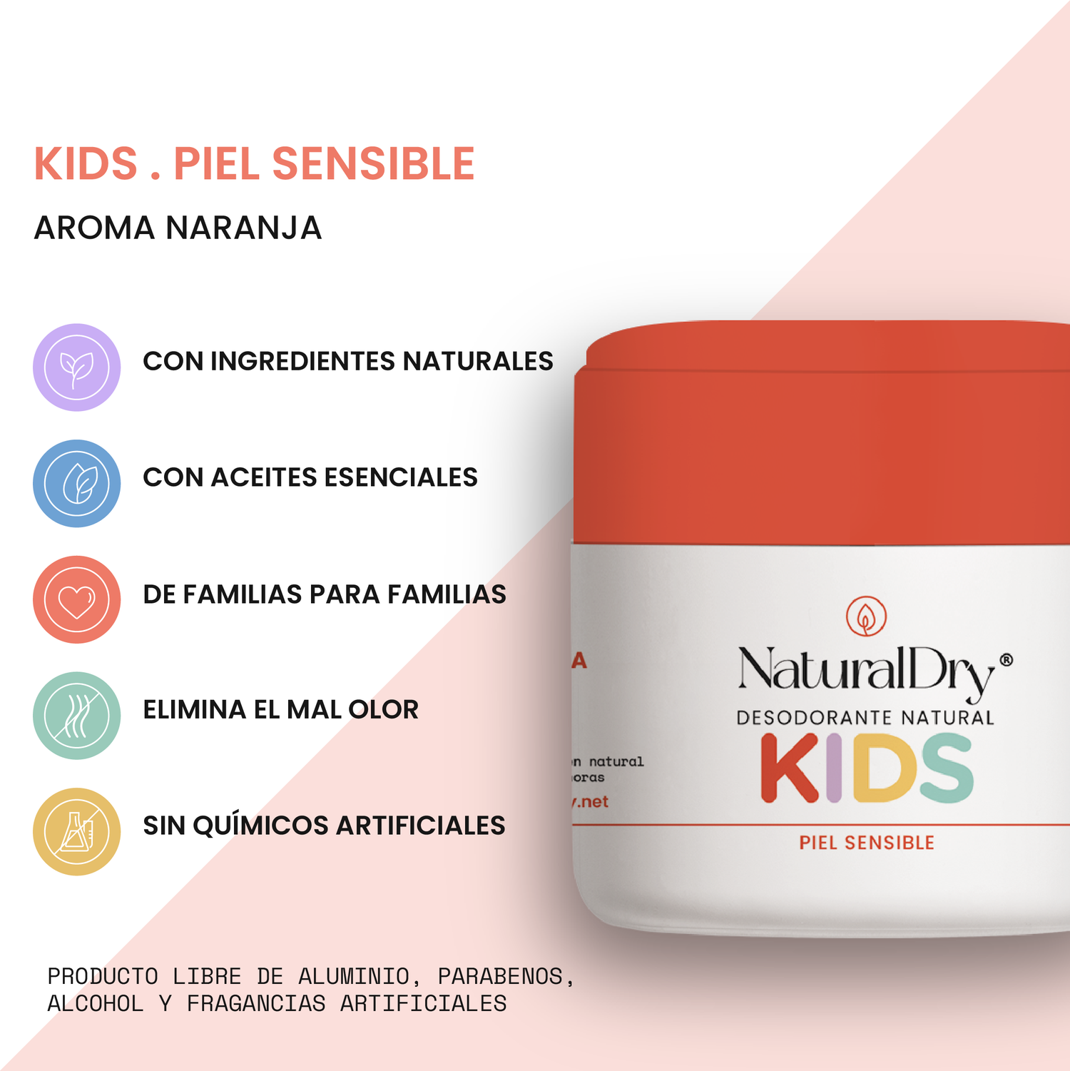 Desodorante natural en crema - kids - naranja -  SIN BICARBONATO de sodio