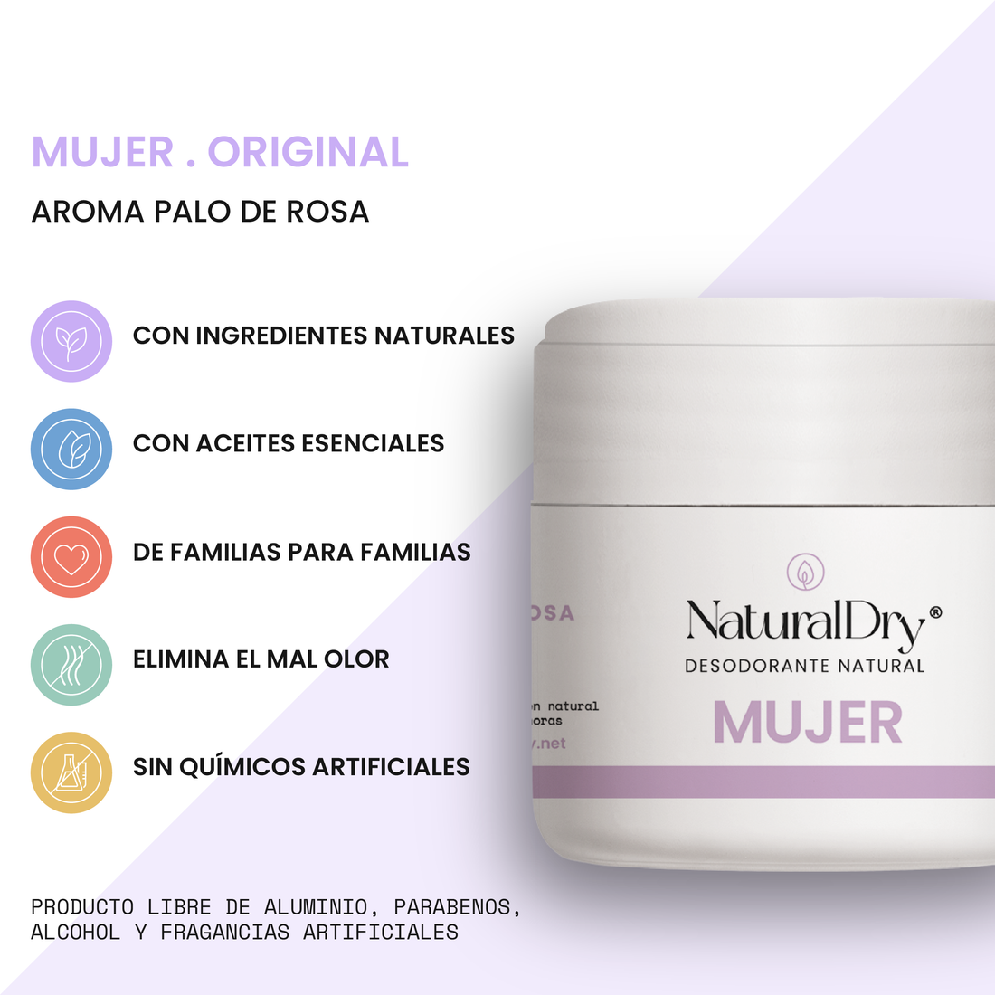 Desodorante natural en crema - mujer - palo de rosa