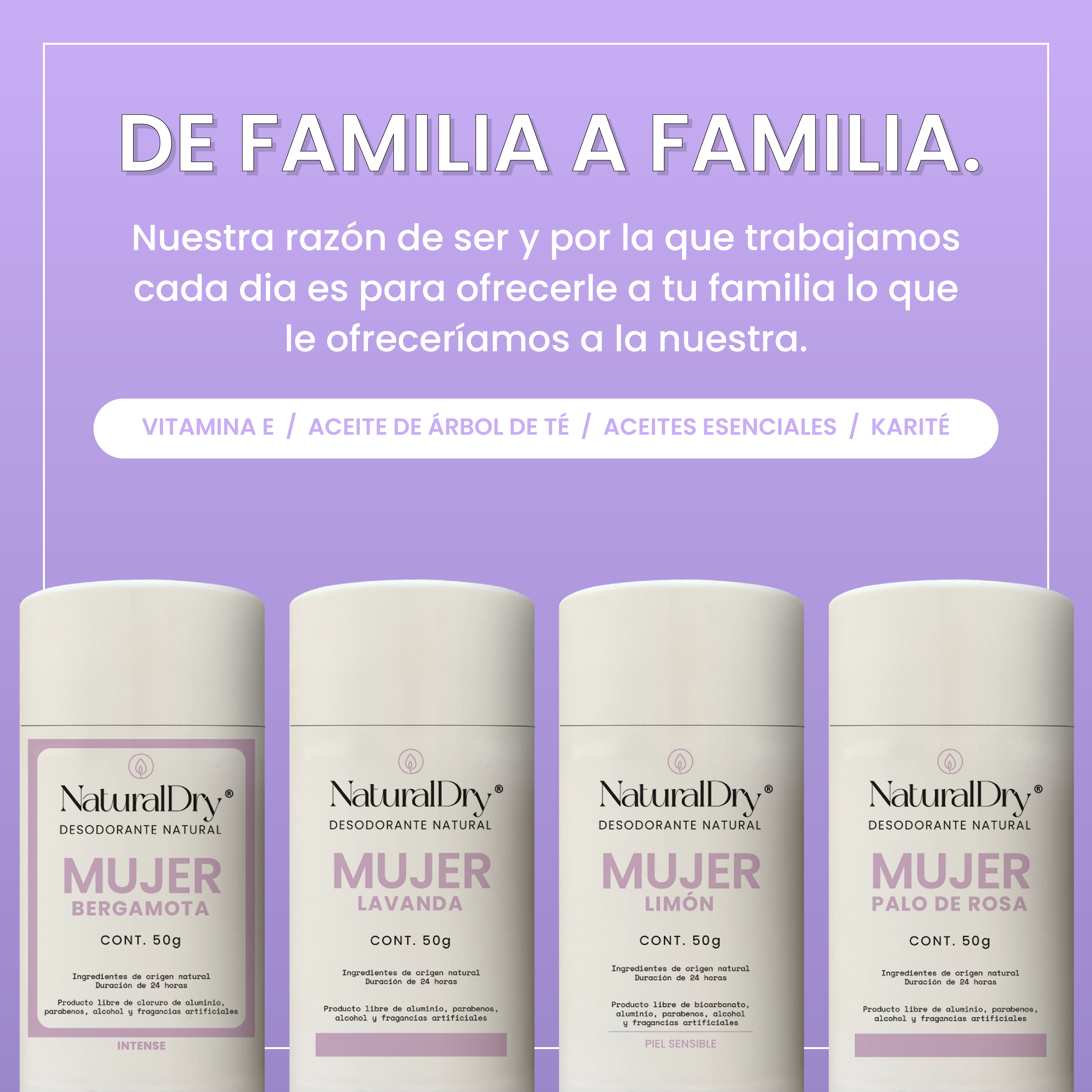 Mujer Lavanda + Teens Geranio + Kids Mandarina - Kit 3 Desodorantes en Barra