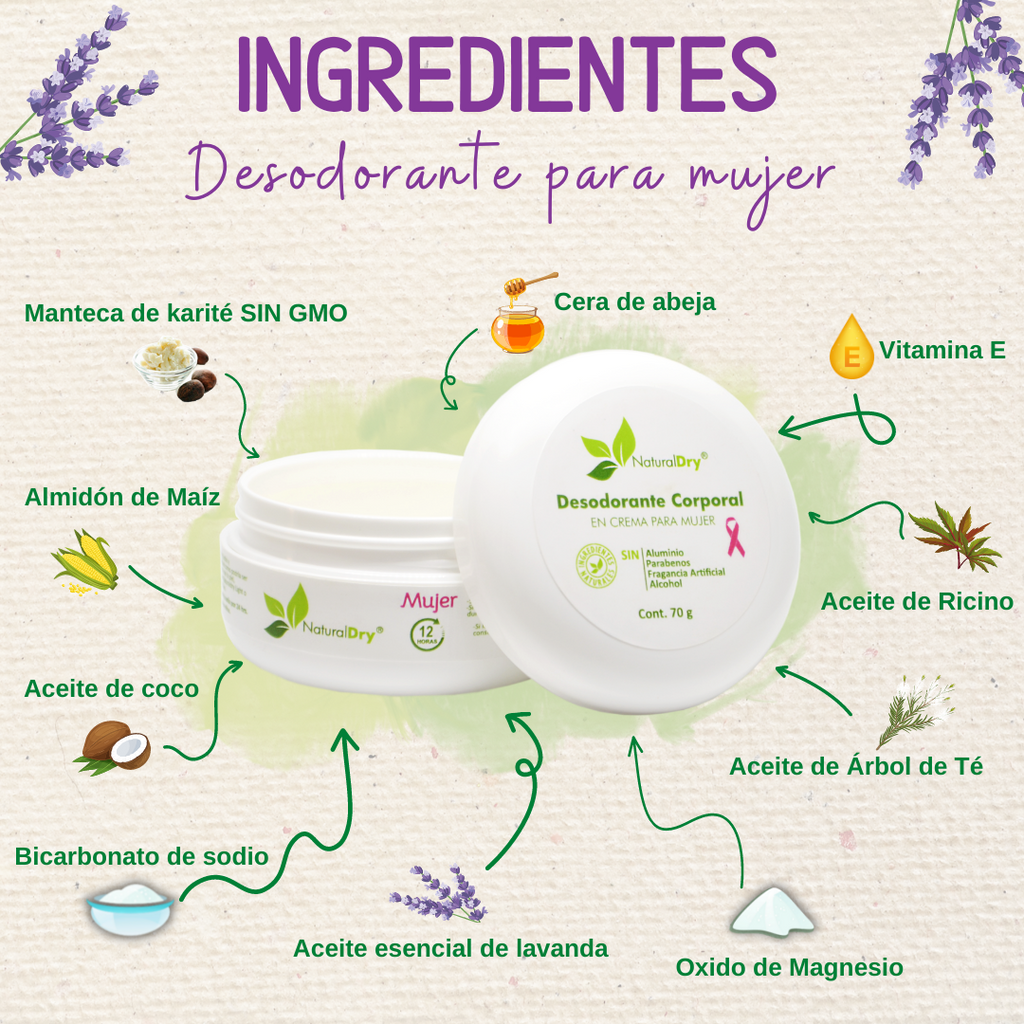 Kit 2 - Desodorante Natural en crema con 2 aplicadores - lavanda - mujer